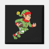 クリスマス小妖精や小人ランニングサッカーのバックボーイズキッズファミ マグネット (正面)