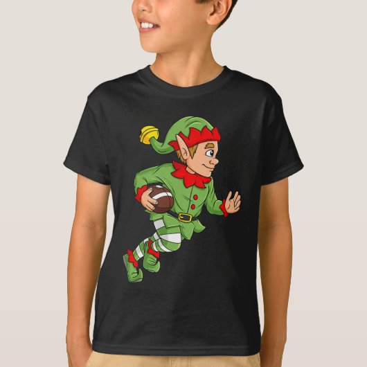 クリスマス小妖精や小人ランニングサッカーのバックボーイズキッズファミ Tシャツ (正面)