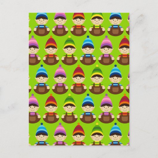 クリスマス小妖精や小人リピート葉書 シーズンポストカード (正面)