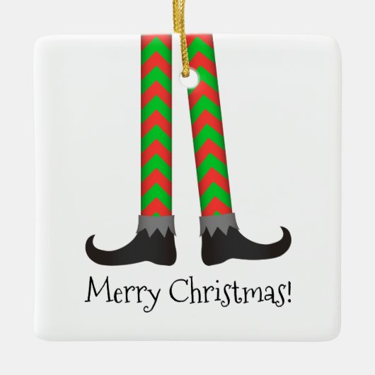 クリスマス小妖精や小人レッグオーナメント – シェブロンの衣装 セラミックオーナメント (正面)