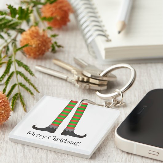 クリスマス小妖精や小人レッグキーチェーン – コスメストライプのット キーホルダー (正面右)