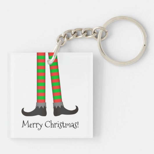クリスマス小妖精や小人レッグキーチェーン – コスメストライプのット キーホルダー (裏面)