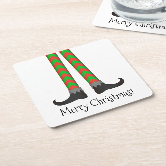 クリスマス小妖精や小人レッグコースター – Chevron Costume スクエアペーパーコースター (アングル)