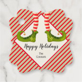 クリスマス小妖精や小人レッグストライプズホリデイ フェイバータグ (正面)