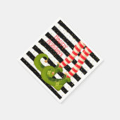 クリスマス小妖精や小人レッグブラックアンドホワイトストライプズ スタンダードカクテルナプキン (角)