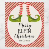 クリスマス小妖精や小人レッグホリデイ ワインラベル (シングルラベル)