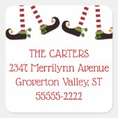 クリスマス小妖精や小人レッグ差出人住所 スクエアシール (正面)