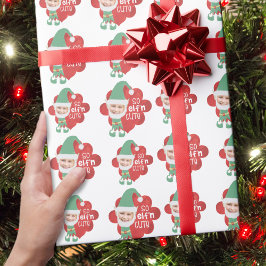 クリスマス小妖精や小人ワンフォトエルフかわいいことわざ ラッピングペーパー