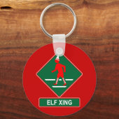クリスマス小妖精や小人交差点 キーホルダー (正面)