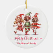 クリスマス小妖精や小人写真 セラミックオーナメント (裏面)