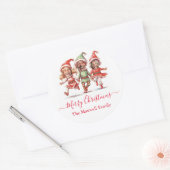 クリスマス小妖精や小人写真 ラウンドシール (封筒)