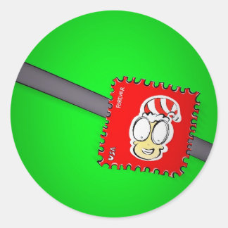 クリスマス小妖精や小人切手 ラウンドシール