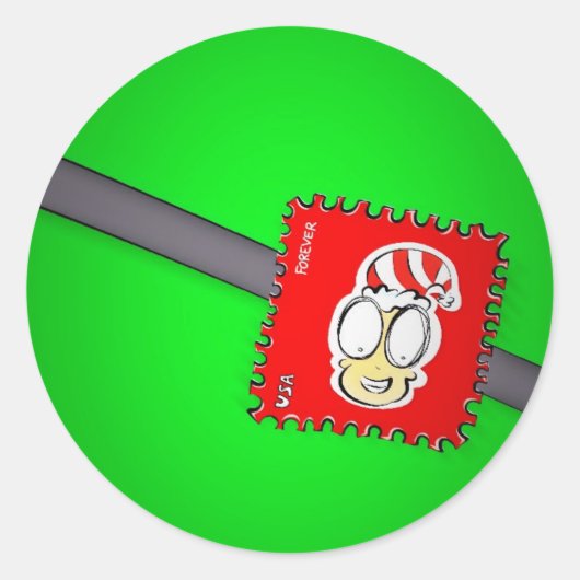 クリスマス小妖精や小人切手 ラウンドシール (正面)