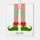 クリスマス小妖精や小人名フェスティバル休日おもしろい セラミックオーナメント (左)