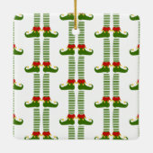 クリスマス小妖精や小人名フェスティバル休日おもしろい セラミックオーナメント (裏面)