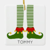 クリスマス小妖精や小人名フェスティバル休日おもしろい セラミックオーナメント (正面)