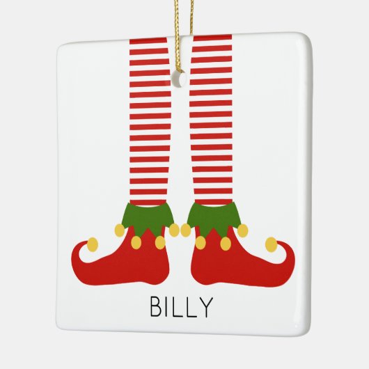 クリスマス小妖精や小人名フェスティバル休日レギンスおもしろい セラミックオーナメント (左)