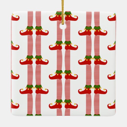 クリスマス小妖精や小人名フェスティバル休日レギンスおもしろい セラミックオーナメント (裏面)