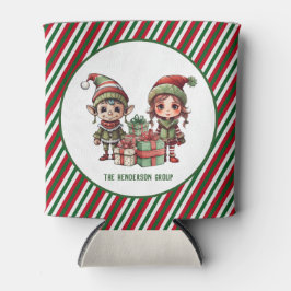 クリスマス小妖精や小人名前をカスタムするホリデイ 缶クーラー