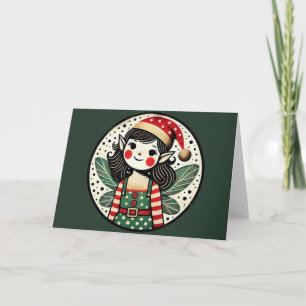 クリスマス小妖精や小人妖精ガール カード