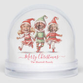 クリスマス小妖精や小人家族3フォトコラージースノーグローブ (正面)