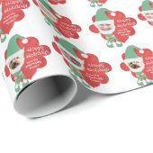 クリスマス小妖精や小人家族4写真あいさつパーソナライズされたい ラッピングペーパー (ロールコーナー)