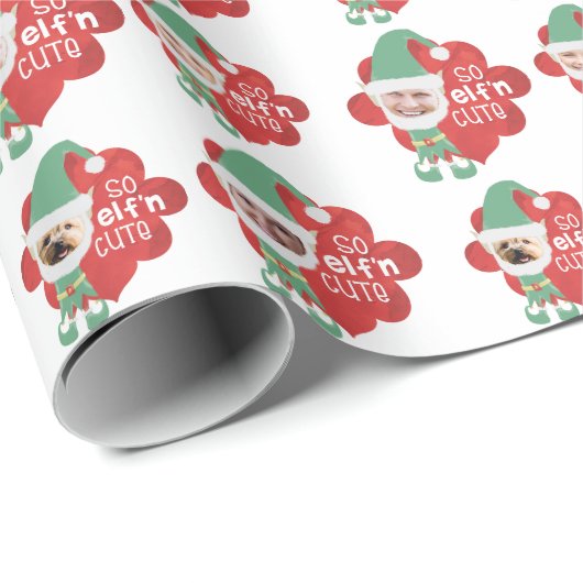 クリスマス小妖精や小人家族4写真そうELFnかわいいことわざ ラッピングペーパー (ロールコーナー)