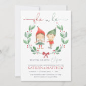 クリスマス小妖精や小人性別リビール招待状 招待状 (正面)