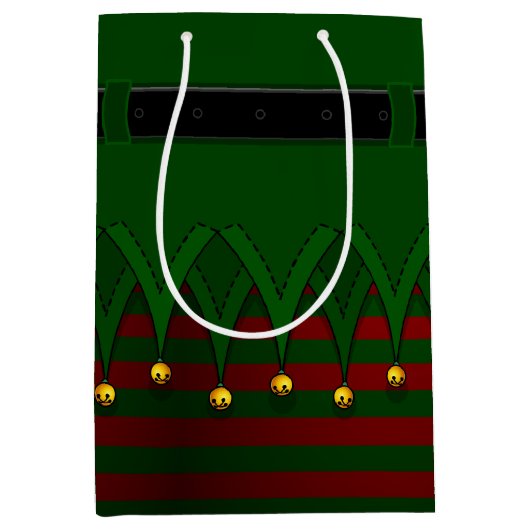 クリスマス小妖精や小人抱き枕フェスティバルホリデーバッグ ミディアムペーパーバッグ (正面)