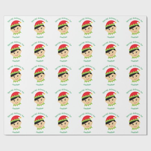 クリスマス小妖精や小人特別配達の少年の子供たち ラッピングペーパー (フラット)