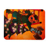 クリスマス小妖精や小人猫 マグネット (横)