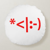 クリスマス小妖精や小人絵文字クリスマスASCII文字アート ラウンドクッション (正面)