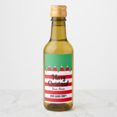 クリスマス小妖精や小人衣装デザインパーソナライズされたミニ ワインラベル (正面)