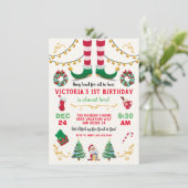 クリスマス小妖精や小人誕生日パーティー 招待状 (スタンド正面)