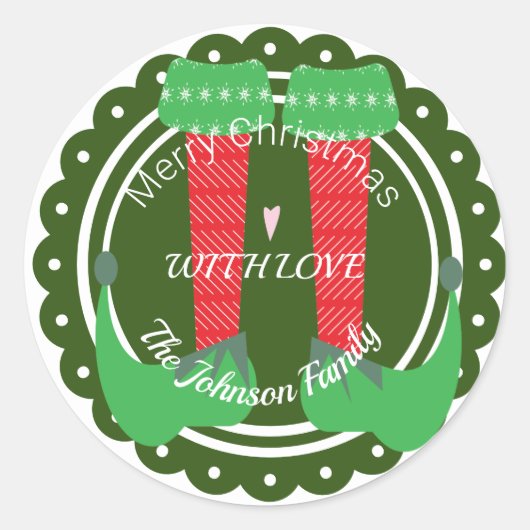 クリスマス小妖精や小人足ヒールフェスティバルホリデイ ラウンドシール (正面)