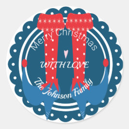 クリスマス小妖精や小人足ヒールフェスティバルホリデイ ラウンドシール