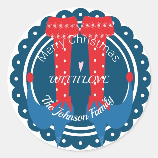 クリスマス小妖精や小人足ヒールフェスティバルホリデイ ラウンドシール (正面)