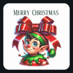 クリスマス小妖精や小人追加メッセージMerry Christmas スクエアシール<br><div class="desc">クリスマス小妖精や小人追加メッセージMerry Christmas Square Sticker</div>