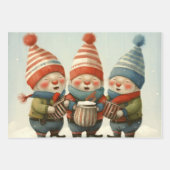 クリスマス小妖精や小人遊のミュージカルドラム ラッピングペーパーシート (正面)