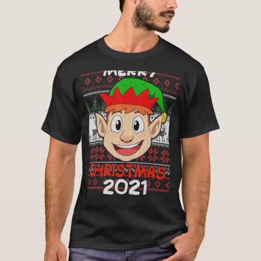 クリスマス小妖精や小人醜いメリークリスマス2021 Tシャツ (正面)