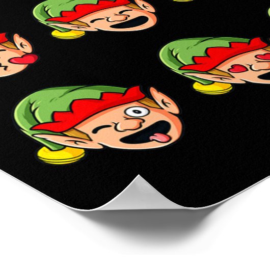 クリスマス小妖精や小人顔おもしろいボーイズガールズキッズクリスマス ポスター (角)