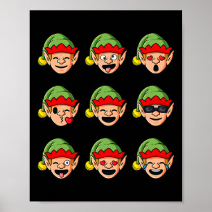 クリスマス小妖精や小人顔おもしろいボーイズガールズキッズクリスマス ポスター