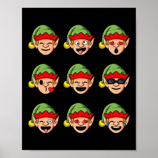 クリスマス小妖精や小人顔おもしろいボーイズガールズキッズクリスマス ポスター (正面)