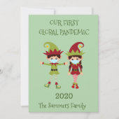 クリスマス小妖精や小人2020年の世界初のパンデミック シーズンカード (正面)