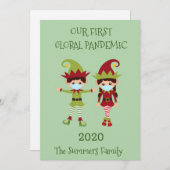 クリスマス小妖精や小人2020年の世界初のパンデミック シーズンカード (正面/裏面)