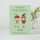 クリスマス小妖精や小人2020年の世界初のパンデミック シーズンカード (スタンド正面)