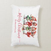 クリスマス小妖精や小人4枚の写真ファミリー名 アクセントクッション (裏面(縦))