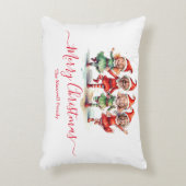 クリスマス小妖精や小人4枚の写真ファミリー名 アクセントクッション (正面(垂直))
