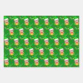 クリスマス小妖精や小人、キャンディーケーン、緑と赤の紙吹雪 ラッピングペーパーシート (正面2)
