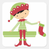 クリスマス小妖精や小人 スクエアシール (正面)
